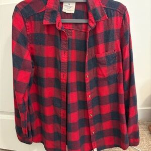 American Eagle Outfitters Red and Black Checkered Shirt